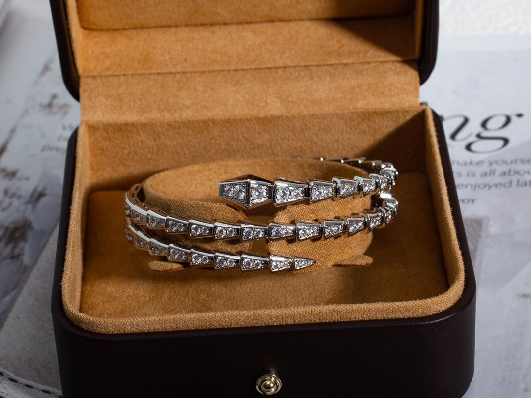 [Mystic Crown]SERPENTI BRACELET SILVER DIAMOND DOUBLE ROW