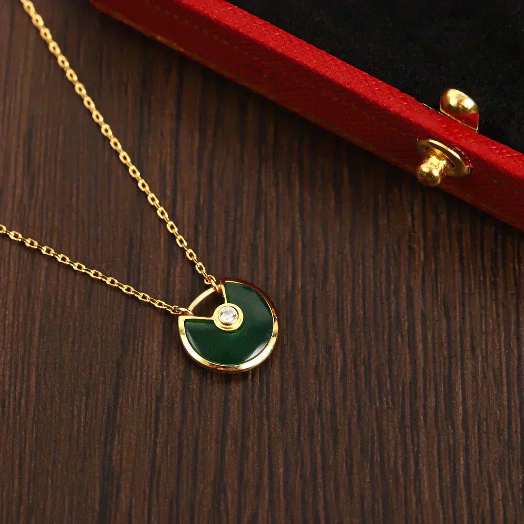 [Mystic Crown]AMULETTE GOLD MALACHITE NECKLACE