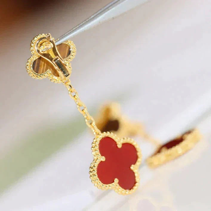 [Mystic Crown]CLOVER  2 MOTIF  TIGER EYE CARNELIAN EARRINGS