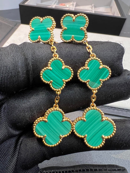 [Mystic Crown]CLOVER MALACHITE 3 MOTIFS GOLD