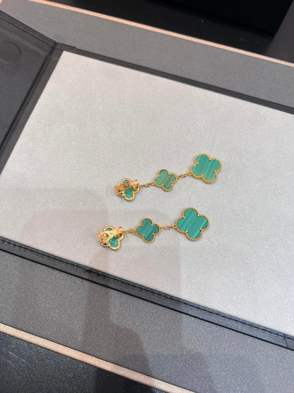 [Mystic Crown]CLOVER MALACHITE 3 MOTIFS GOLD