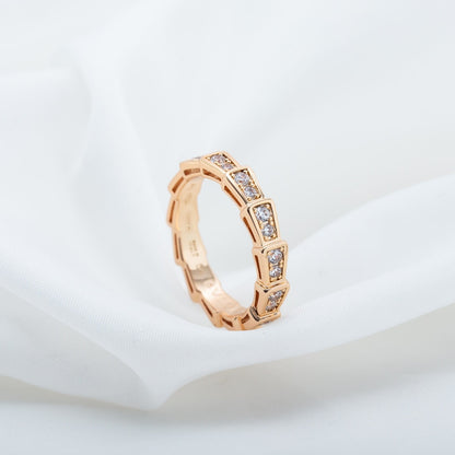 [Mystic Crown]SERPENTI RING PINK GOLD DIAMOND PAVED 3MM