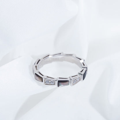 [Mystic Crown]SERPENTI RING SILVER  DIAMOND BLACK MOP 3MM