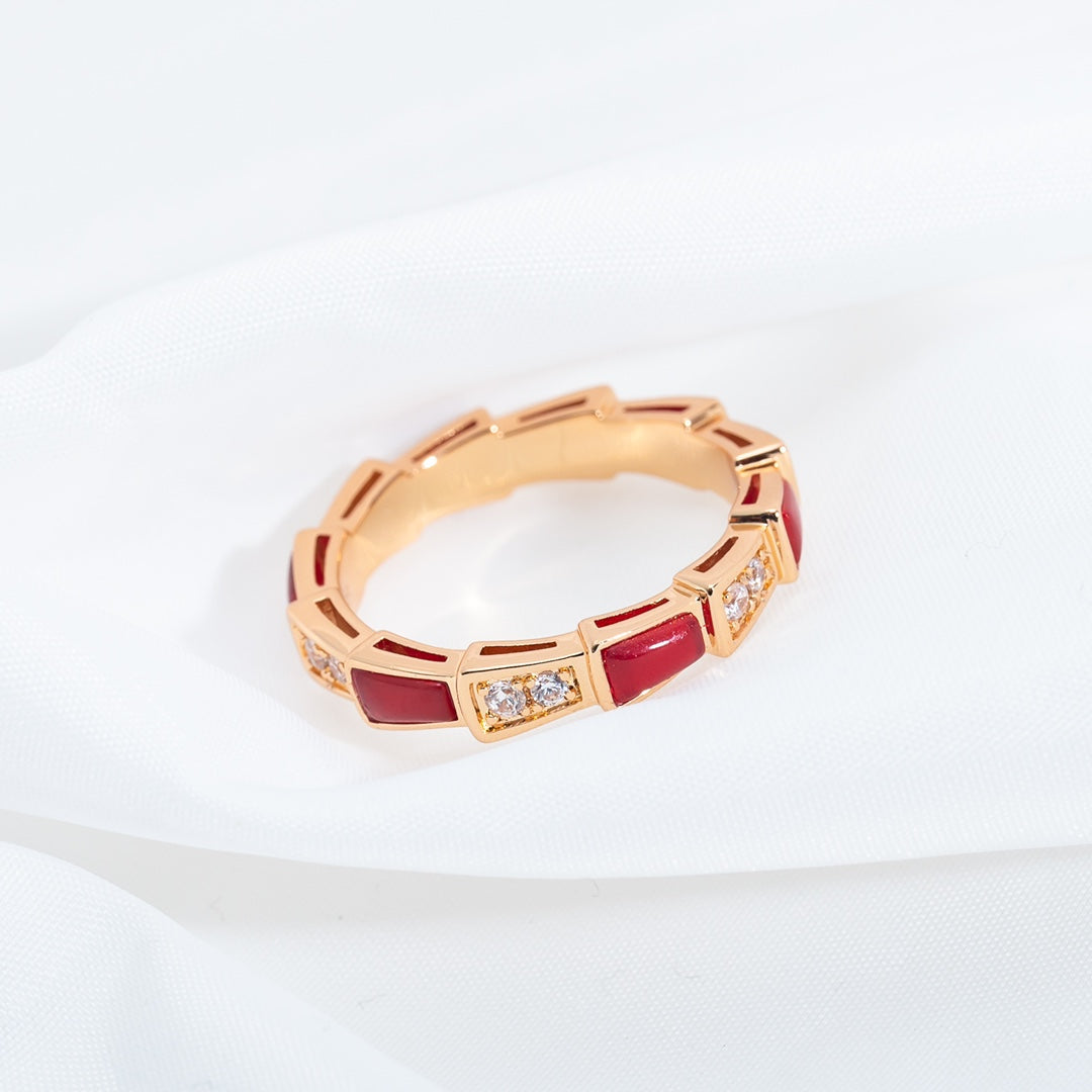 [Mystic Crown]SERPENTI RING PINK GOLD CARNELIAN DIAMOND 3MM