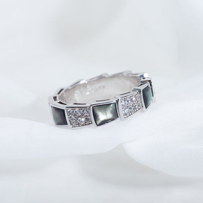 [Mystic Crown]SERPENTI RING SILVER DIAMOND BLACK MOP 4MM