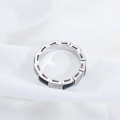 [Mystic Crown]SERPENTI RING SILVER DIAMOND BLACK MOP 4MM