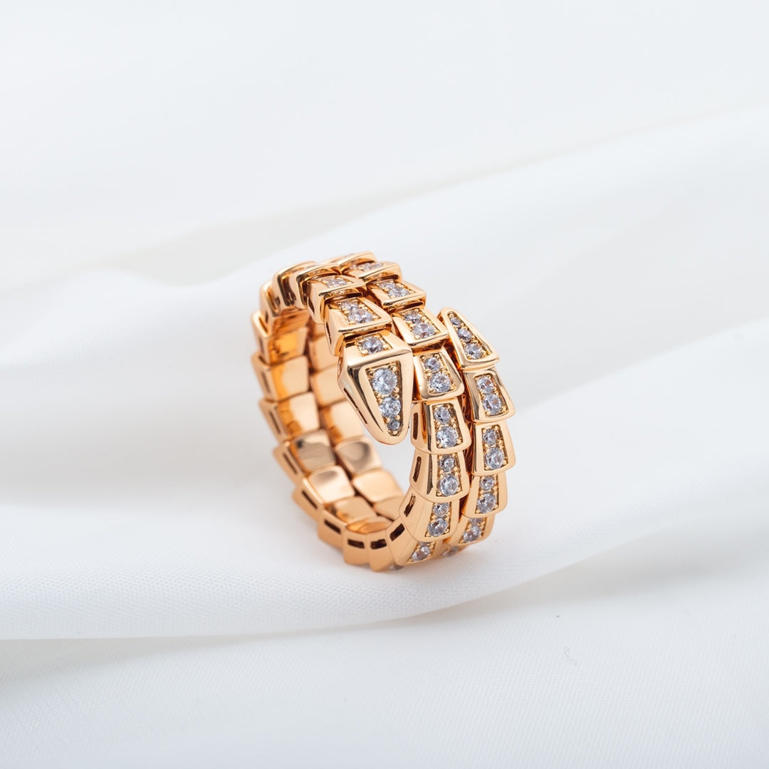 [Mystic Crown]SERPENTI RING PINK GOLD DIAMOND DOUBLE ROW