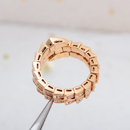 [Mystic Crown]SERPENTI RING PINK GOLD DIAMOND DOUBLE ROW