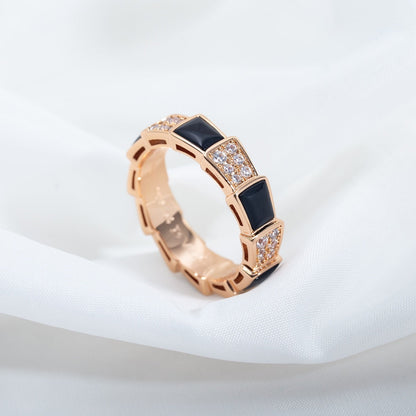 [Mystic Crown]SERPENTI RING PINK GOLD BLACK MOP DIAMOND PAVED 4MM