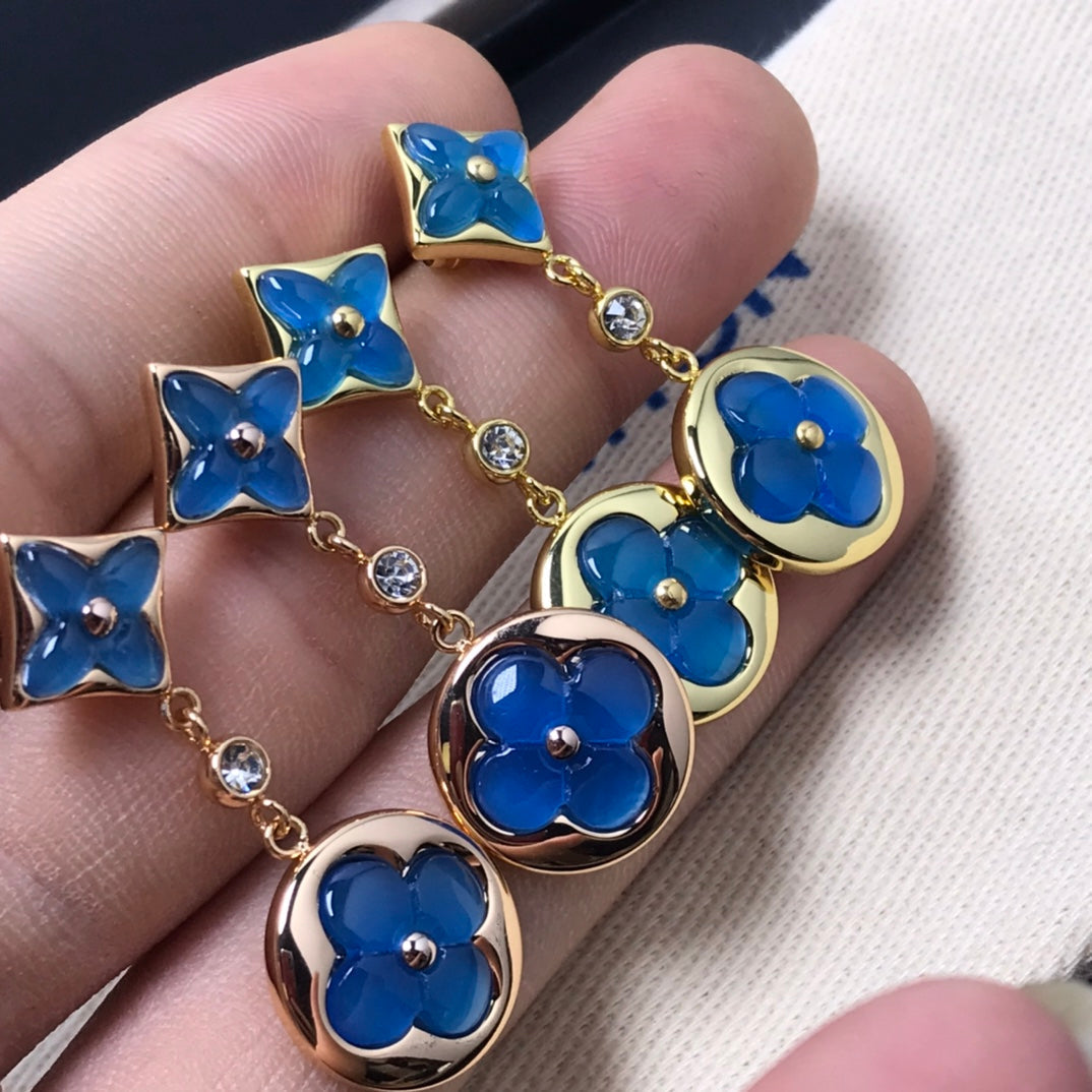 [Mystic Crown]STAR AND SUN AGATE DIAMOND EARRINGS
