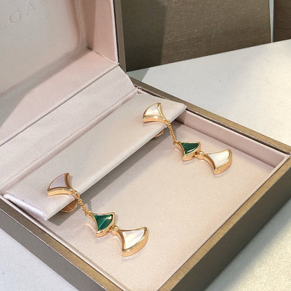 [Mystic Crown]DREAM EARRINGS 3 MOTIFS MALACHITE MOP PINK GOLD