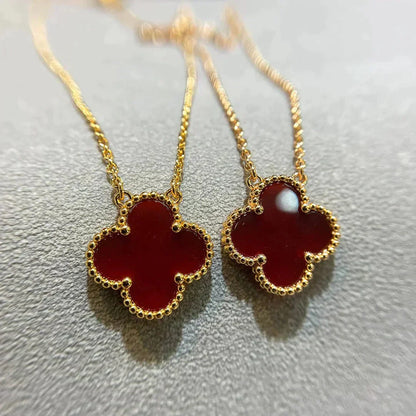 [Mystic Crown]CLOVER 15MM CARNELIAN SINGLE FLOWER NECKLACE