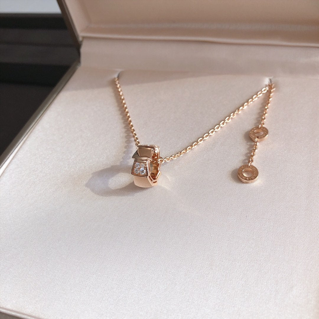 [Mystic Crown]SERPENTI PEDANT DIAMOND PINK GOLD NECKLACE