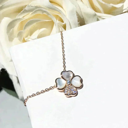 [Mystic Crown]CLOVER MOP DIAMOND ROSE GOLD NECKLACE