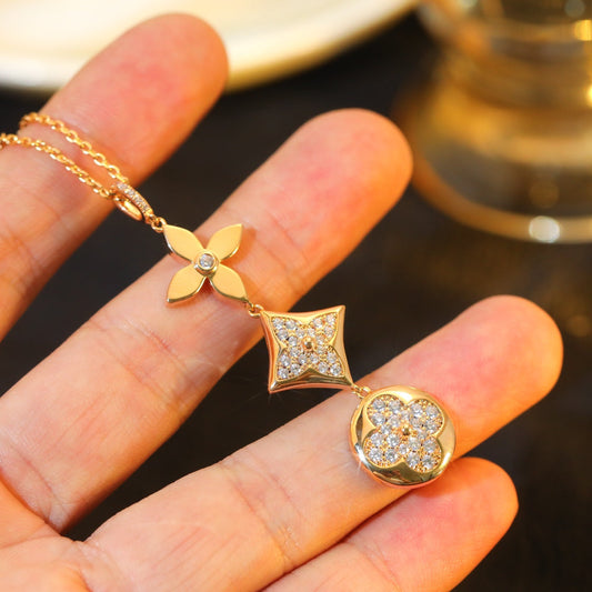 [Mystic Crown]STAR AND SUN DIAMOND PINK GOLD NECKLACE