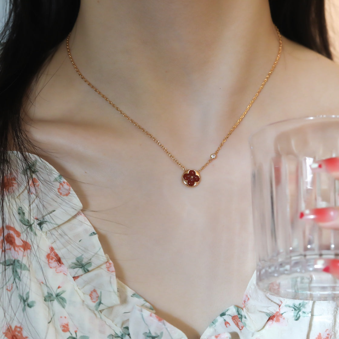 [Mystic Crown]SUN PEDANT PINK GOLD 1 DIAMOND NECKLACE