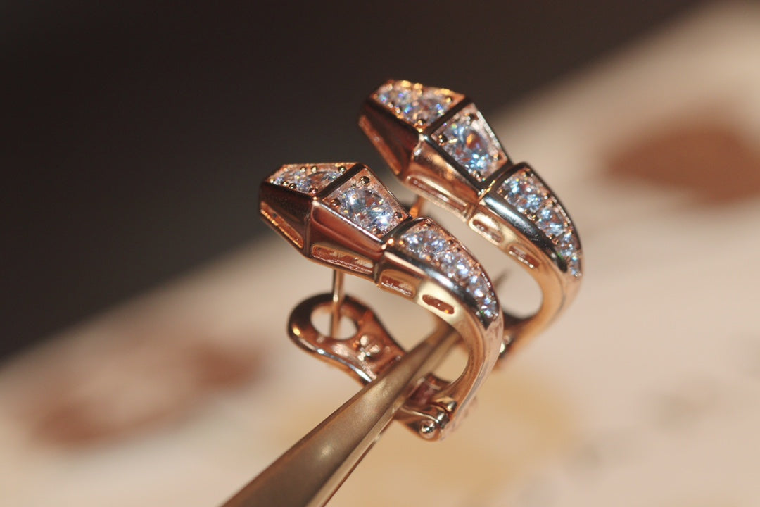 [Mystic Crown]SERPENT PINK GOLD DIAMOND EARRINGS