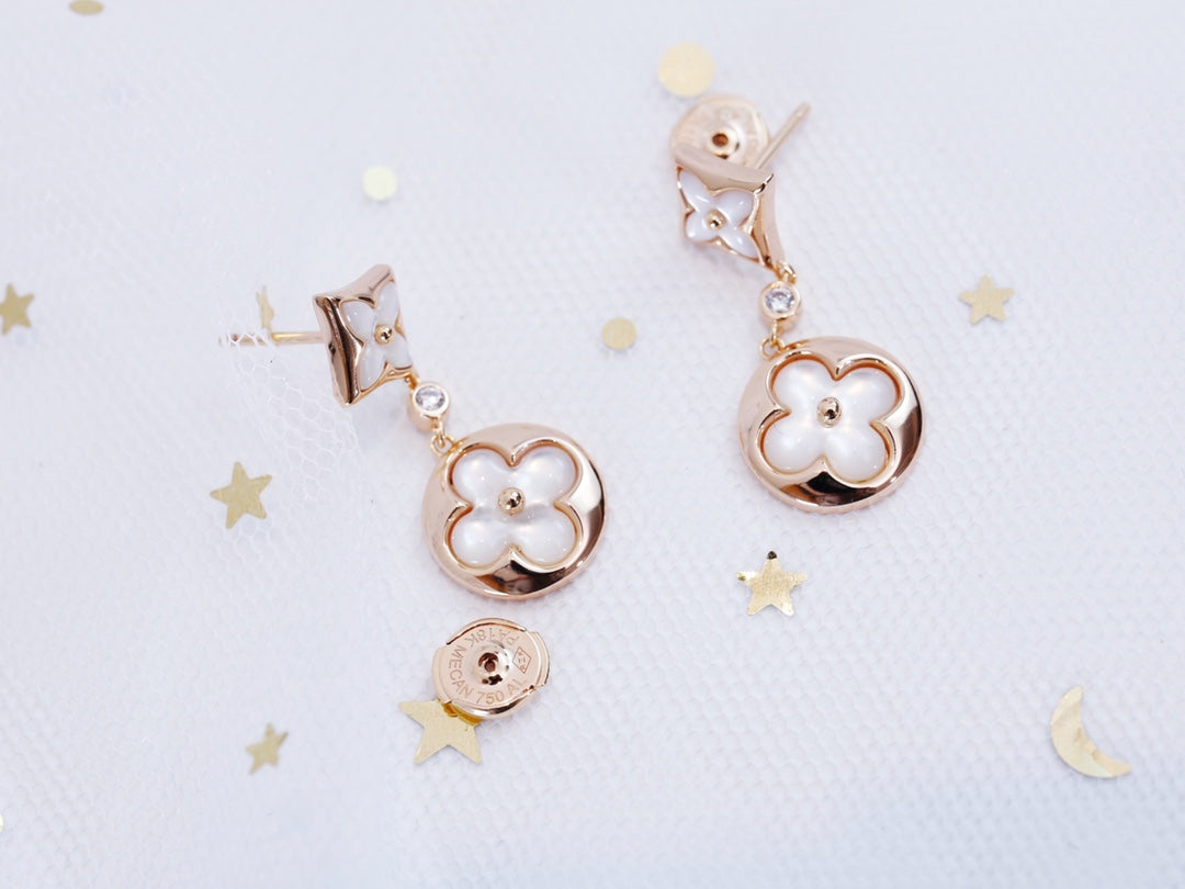 [Mystic Crown]STAR AND SUN PINK GOLD MOP DROP EARRINGS