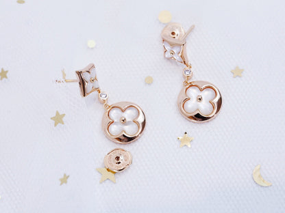 [Mystic Crown]STAR AND SUN PINK GOLD MOP DROP EARRINGS