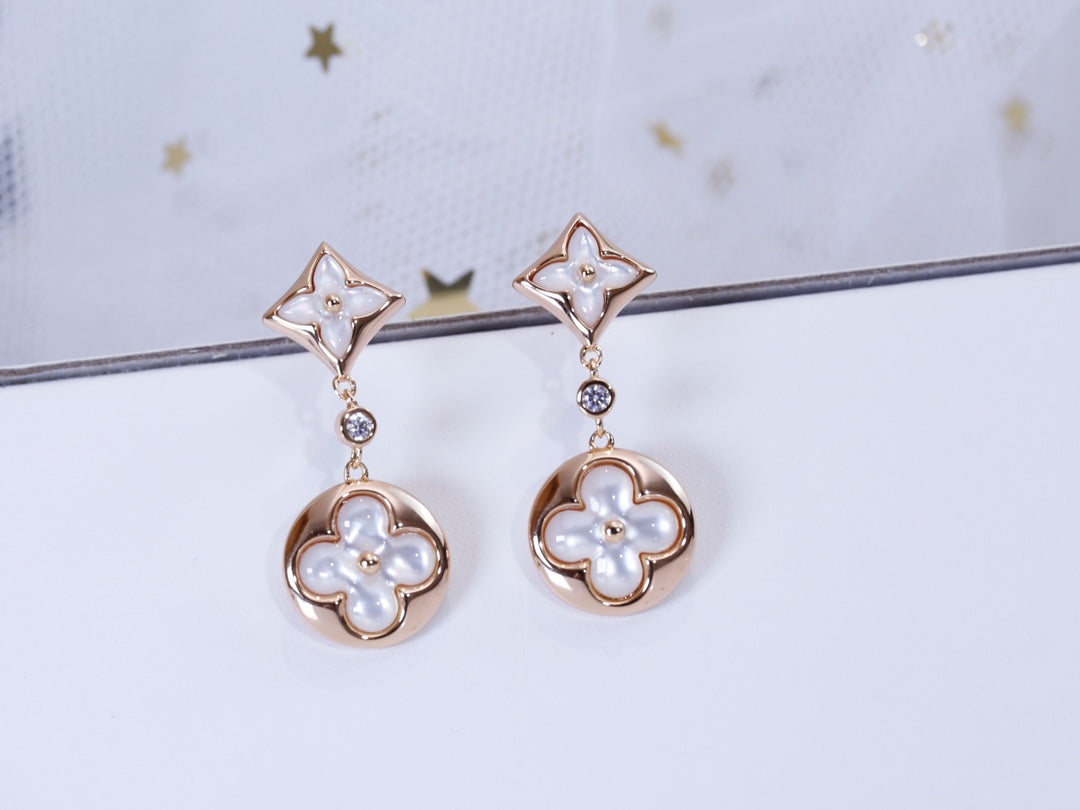 [Mystic Crown]STAR AND SUN PINK GOLD MOP DROP EARRINGS
