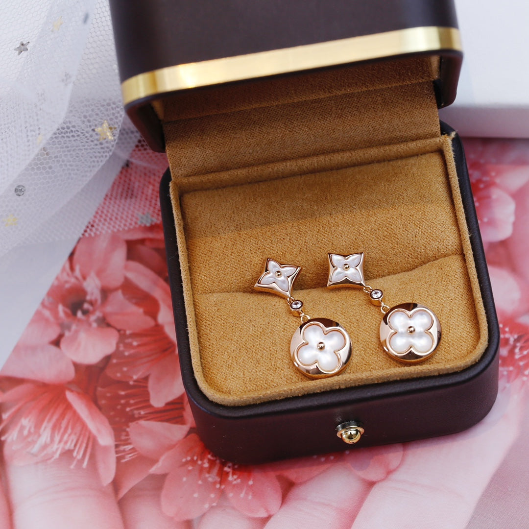 [Mystic Crown]STAR AND SUN PINK GOLD MOP DROP EARRINGS