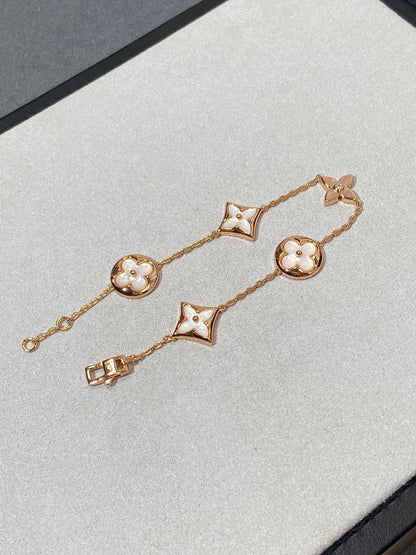 [Mystic Crown]STAR AND SUN 5 MOTIF MOP PINK GOLD BRACELET