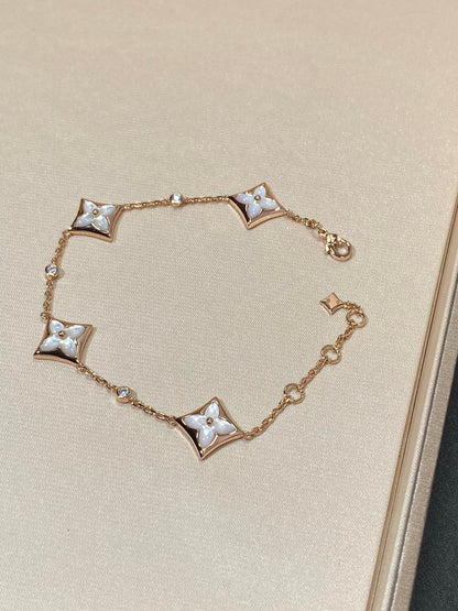 [Mystic Crown]STAR 4 MOTIF MOP DIAMOND PINK GOLD BRACELET