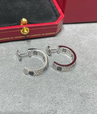 [Mystic Crown]LOVE CERAMIC DIAMOND PAVED SILVER EARRINGS