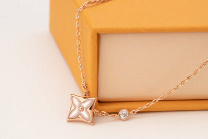 [Mystic Crown]STAR PINK MOP 1 DIAMOND PINK GOLD NECKLACE