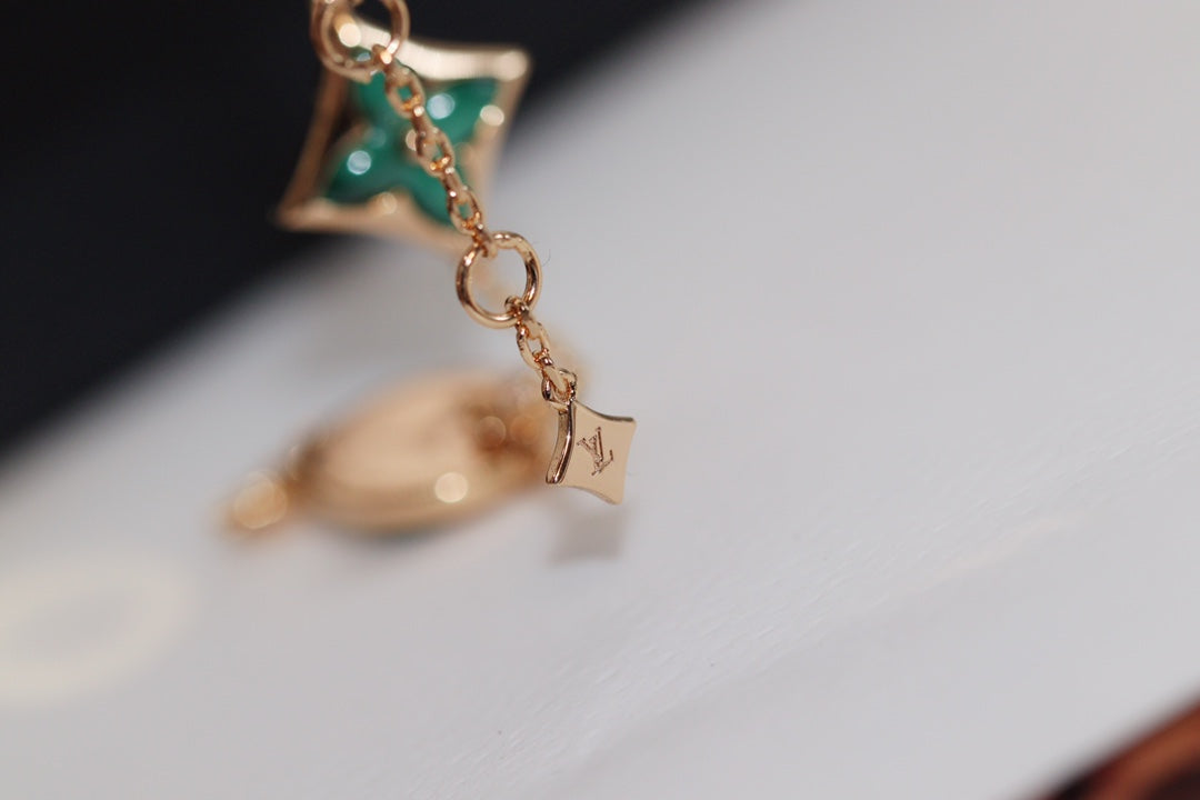 [Mystic Crown]STAR AND SUN 4 MOTIF PINK GOLD MALACHITE BRACELET