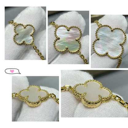 [Mystic Crown]CLOVER 16 MOTIF WHITE MOP GOLD NECKLACE