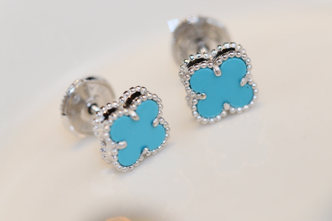 [Mystic Crown]CLOVER MINI TURQUOISE SILVER STUD EARRINGS
