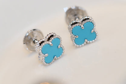[Mystic Crown]CLOVER MINI TURQUOISE SILVER STUD EARRINGS