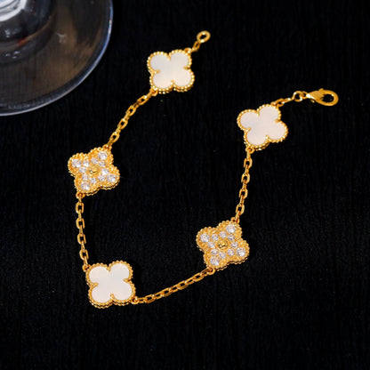 [Mystic Crown]CLOVER BRACELET 5 MOTIF WHITE MOP DIAMOND