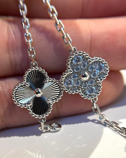 [Mystic Crown]CLOVER 5 MOTIF SILVER DIAMOND BRACELET