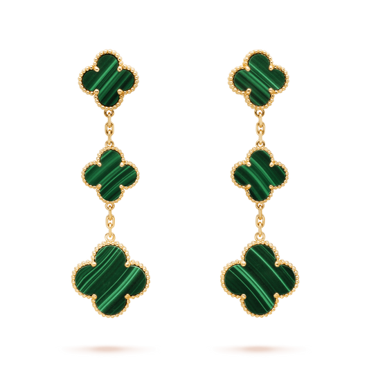 [Mystic Crown]CLOVER MALACHITE 3 MOTIFS GOLD