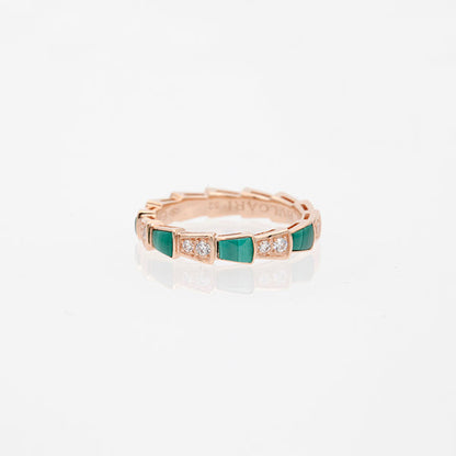 [Mystic Crown]SERPENTI RING PINK GOLD MALACHITE DIAMOND 3MM
