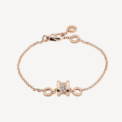 [Mystic Crown]ZERO 1 SOFT PINK GOLD WITH PAVED DIAMONDS ON THE SPIRAL BRACELET