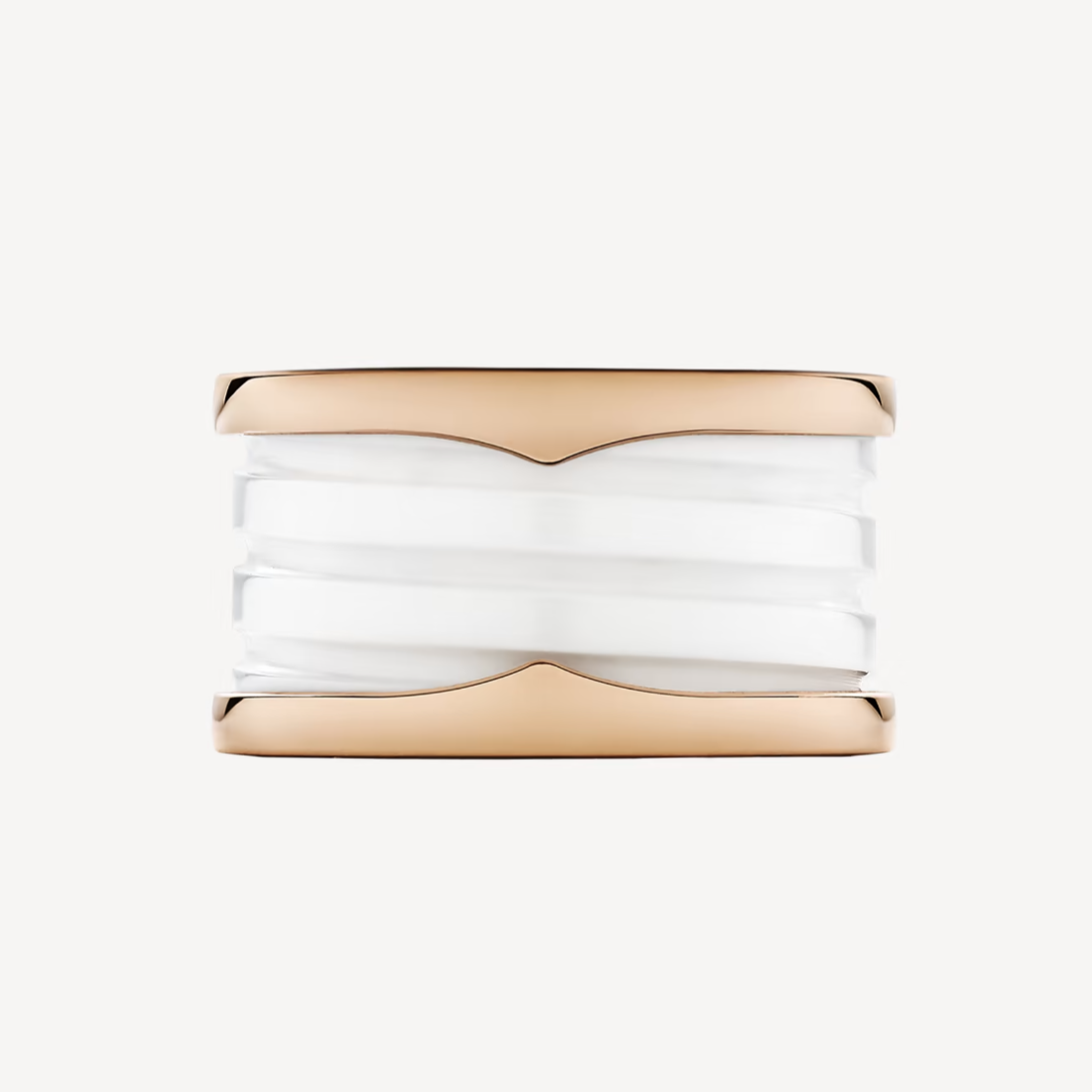[Mystic Crown]ZERO 1 FOUR-BAND LOOPS AND WHITE CERAMIC SPIRAL PINK GOLD RING
