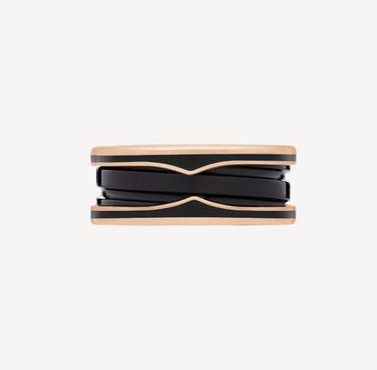 [Mystic Crown]ZERO 1 TWO-BAND WITH MATTE BLACK CERAMIC PINK GOLD RING