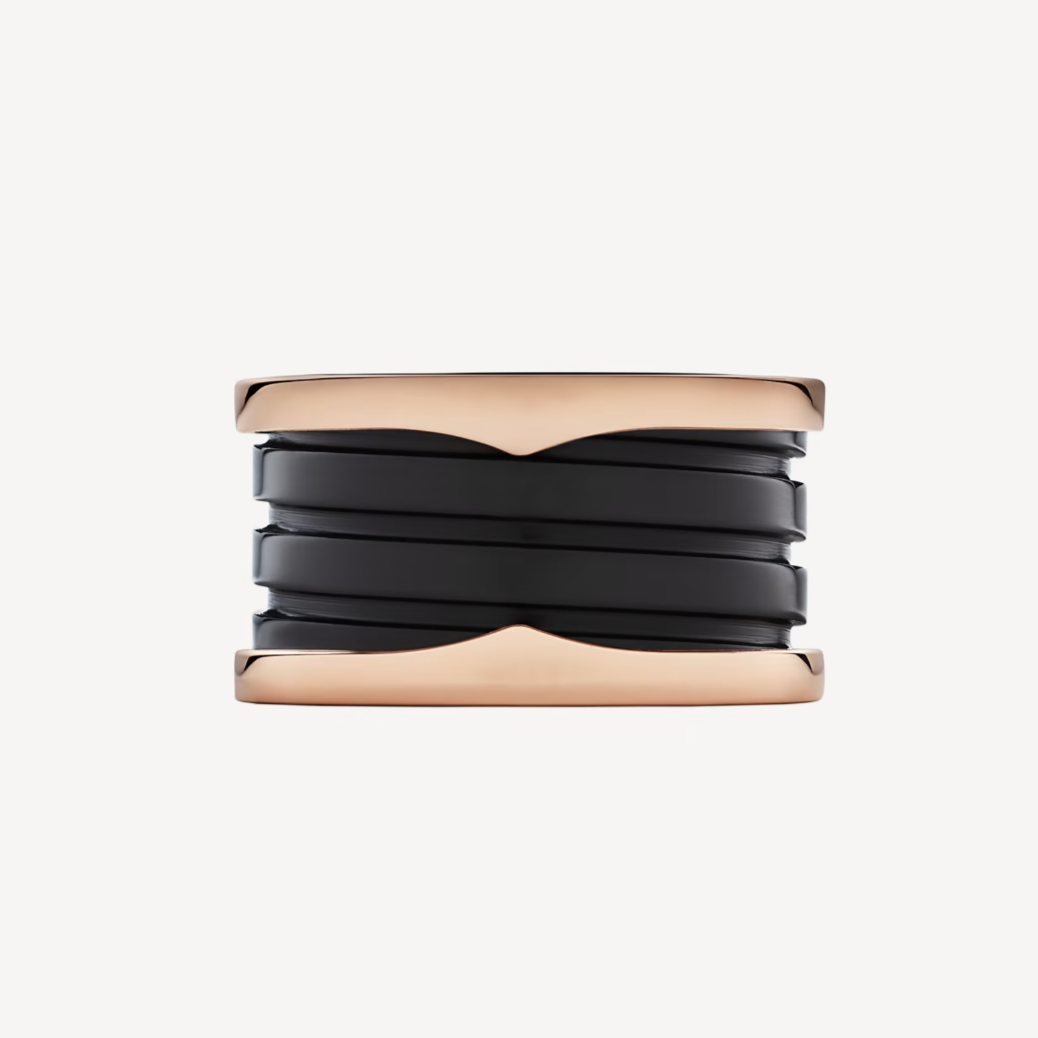 [Mystic Crown]ZERO 1 FOUR-BAND LOOPS AND BLACK CERAMIC SPIRAL PINK GOLD RING