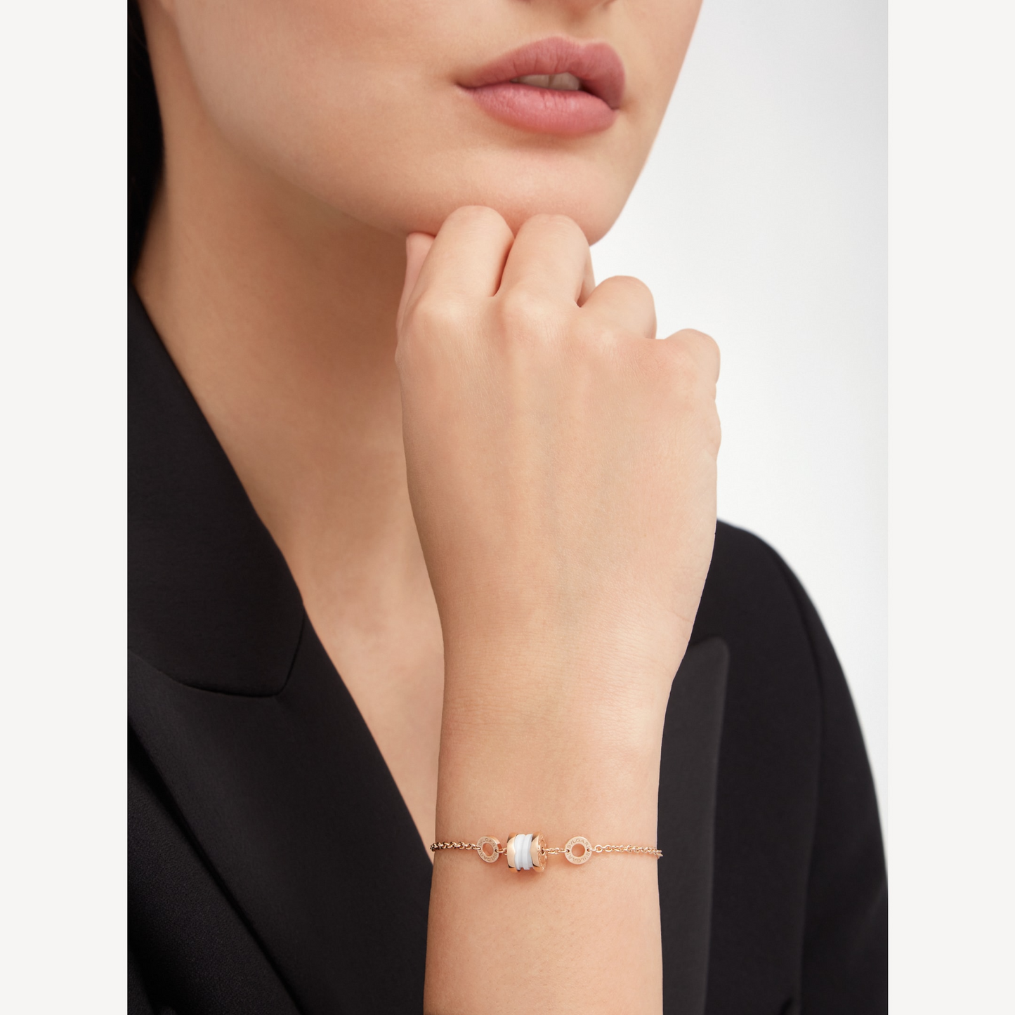 [Mystic Crown]ZERO 1 SOFT PINK GOLD AND WHITE CERAMIC BRACELET