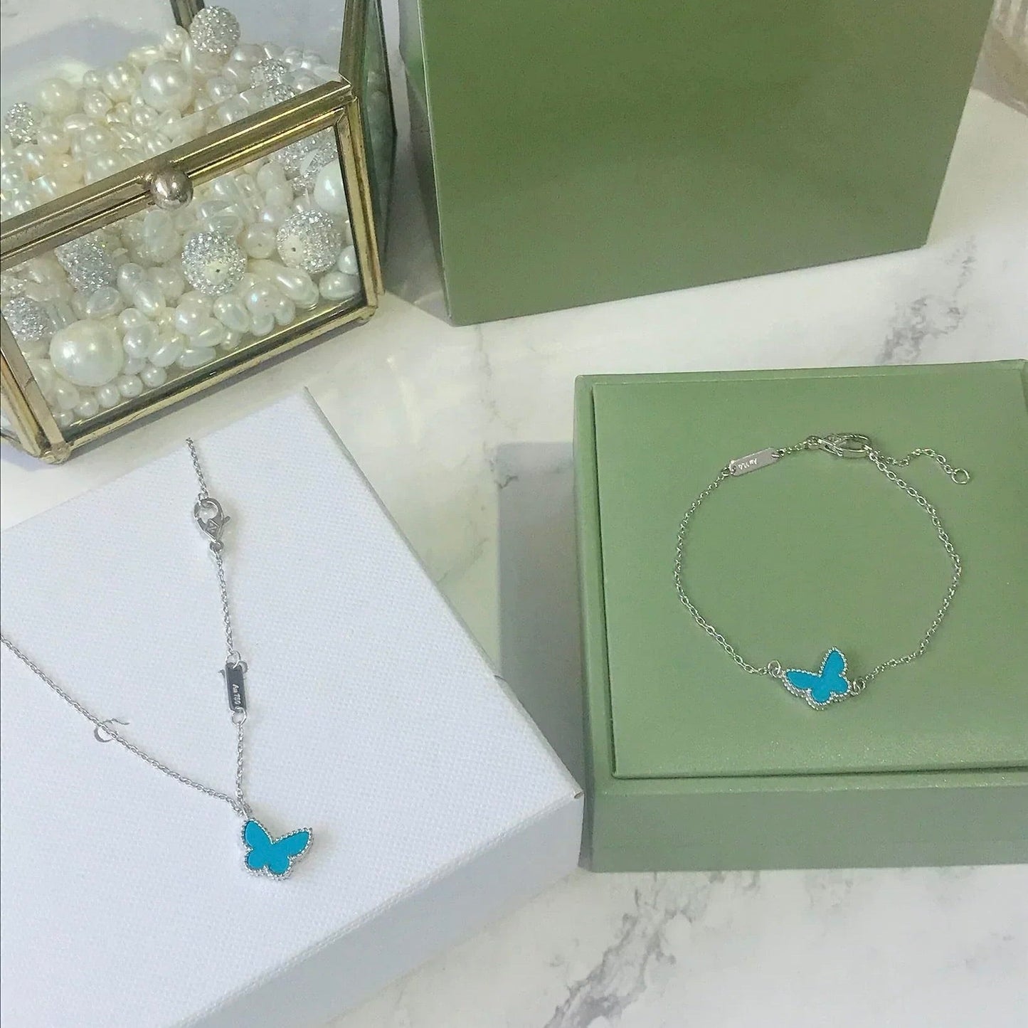 [Mystic Crown]BUTTERFLY TURQUOISE BUTTERFLY BRACELET SILVER