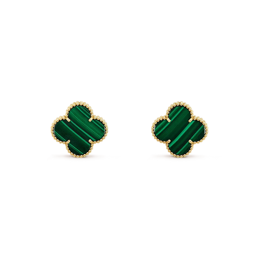[Mystic Crown]CLOVER MINI 9.5MM MALACHITE  EARRINGS