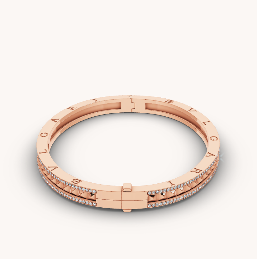 [Mystic Crown]ZERO 1 SPIRAL AND PAVED DIAMOND PINK GOLD BRACELET