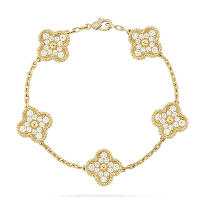 [Mystic Crown]CLOVER 5 MOTIFS  FULL DIAMOND BRACELET