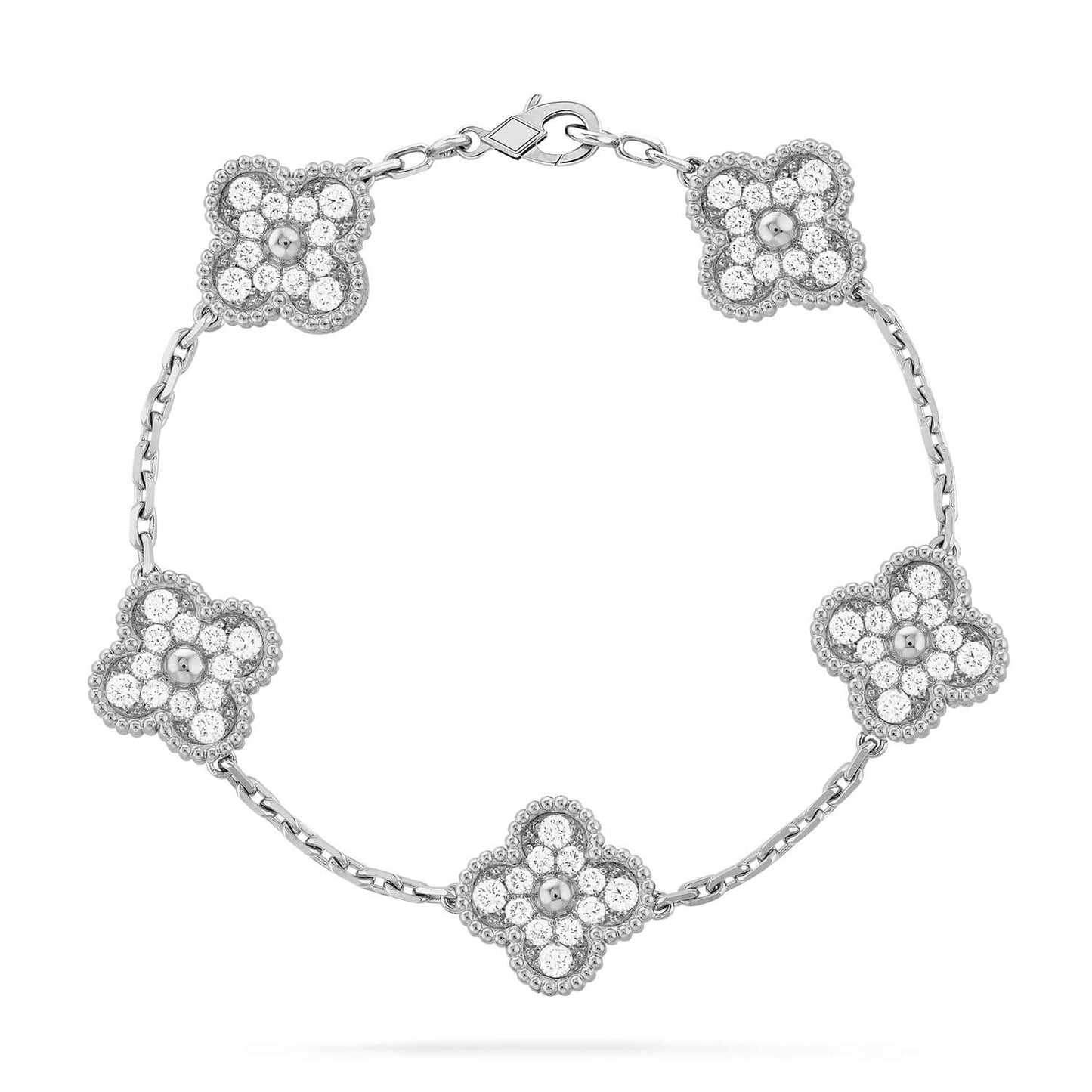 [Mystic Crown]CLOVER 5 MOTIFS  DIAMOND BRACELET SILVER