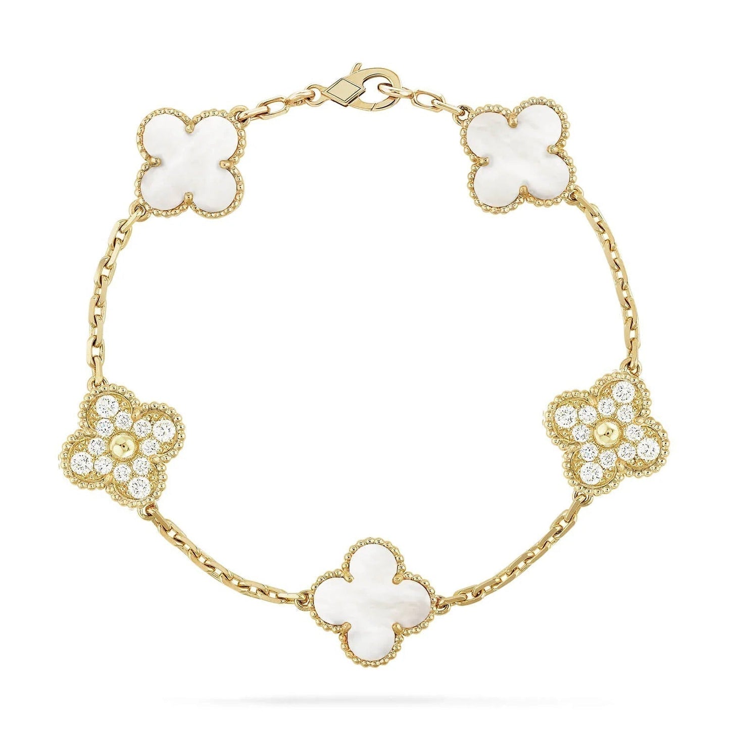 [Mystic Crown]CLOVER BRACELET 5 MOTIF WHITE MOP DIAMOND
