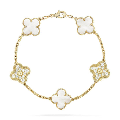 [Mystic Crown]CLOVER BRACELET 5 MOTIF WHITE MOP DIAMOND