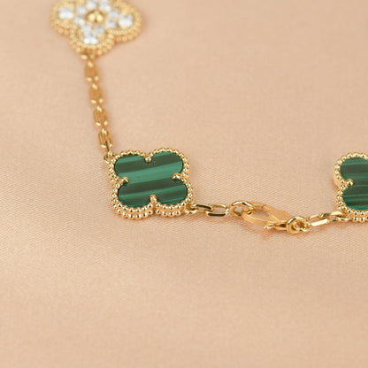 [Mystic Crown]CLOVER  5 MOTIF MALACHITE DIAMOND BRACELET